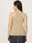 Women's Cotton Plain Sleeveless Biscuit Color Top