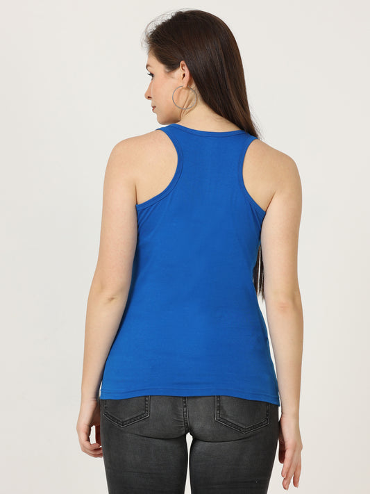 Women's Cotton Plain Sleeveless Royal Blue Color Top