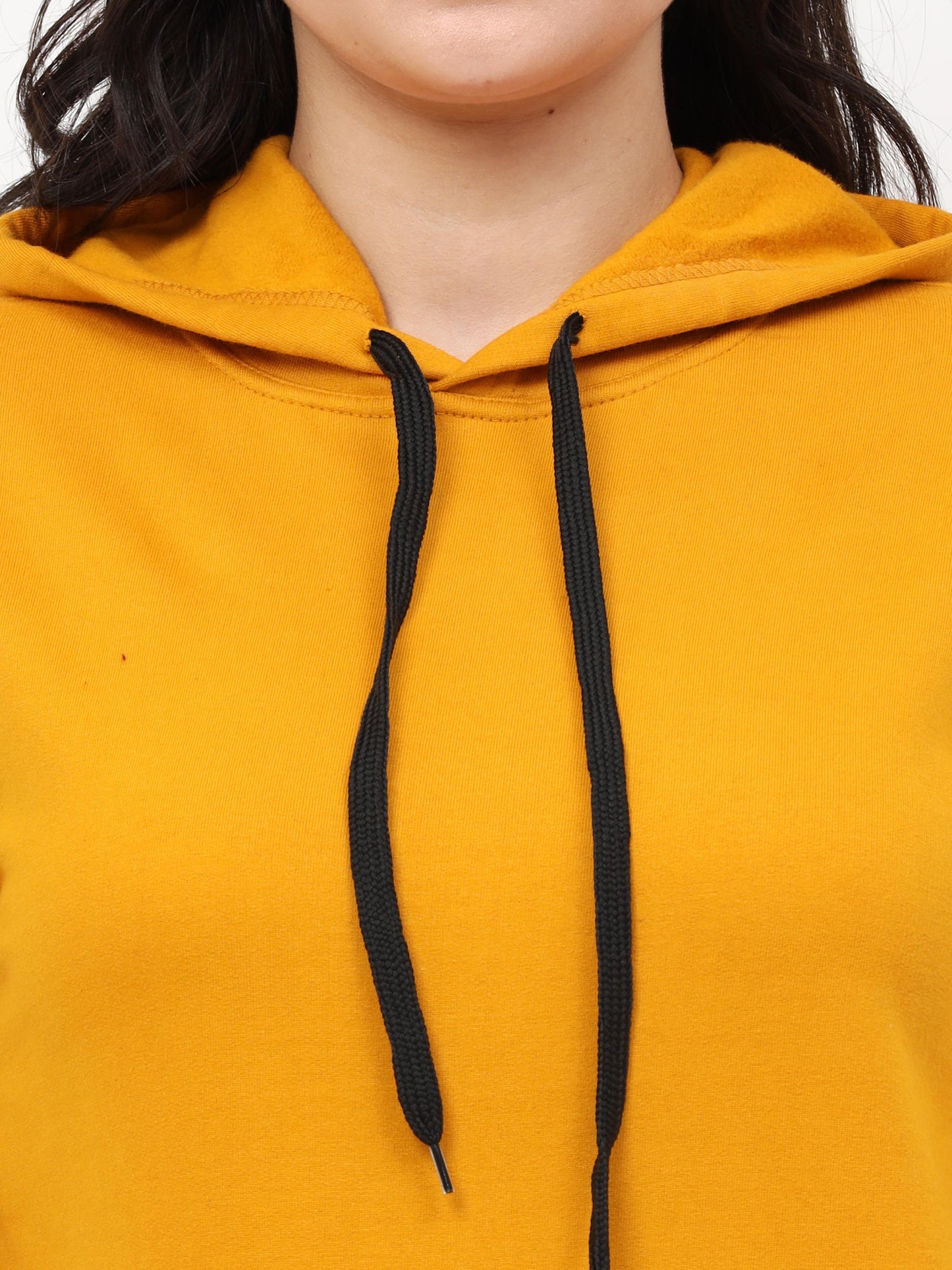Women's Cotton Plain Mustard Yellow Color Sweatshirt Hoodies