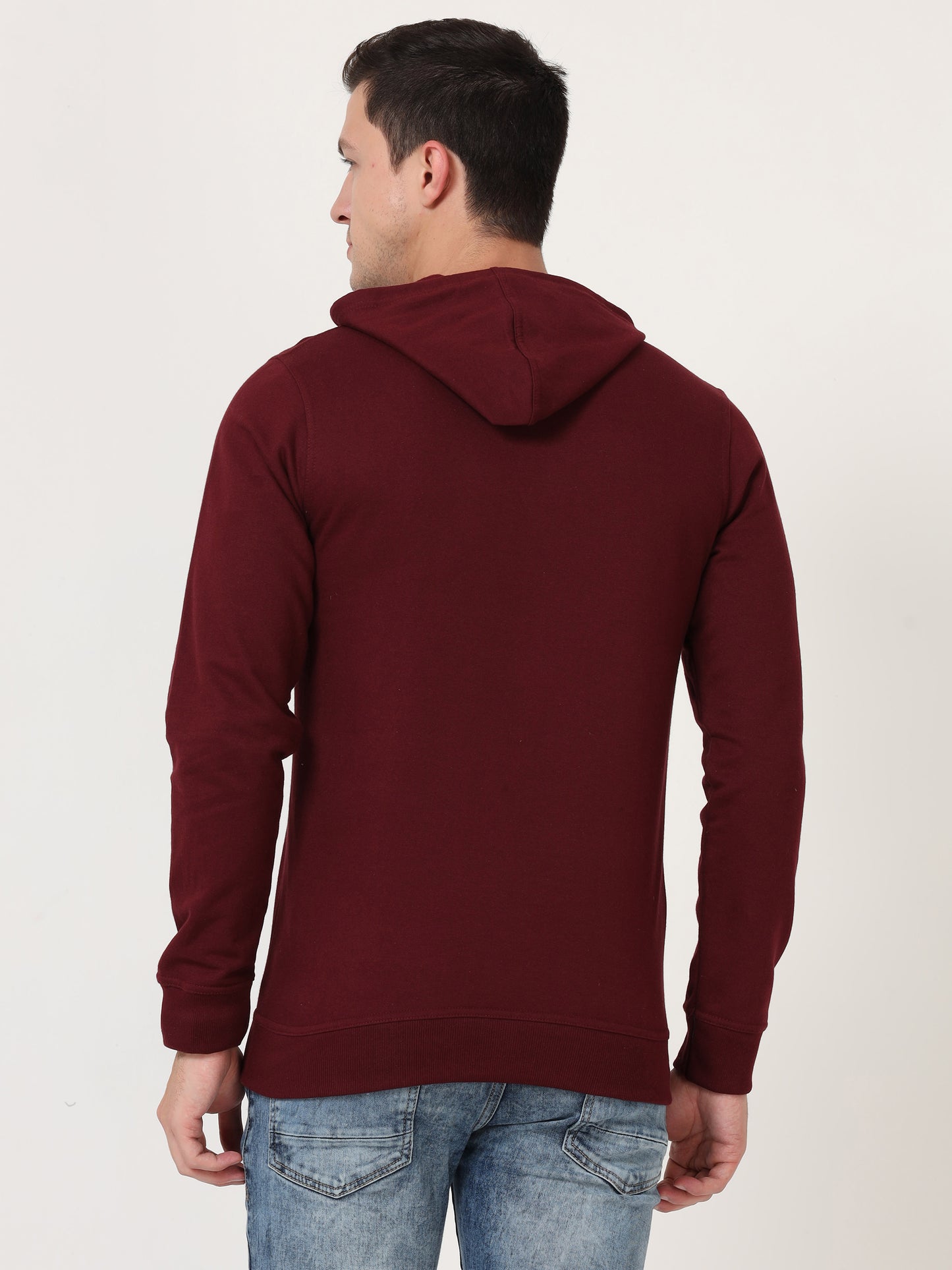 Men's Cotton Hooded Neck Plain Maroon Color Sweatshirt/Hoodies