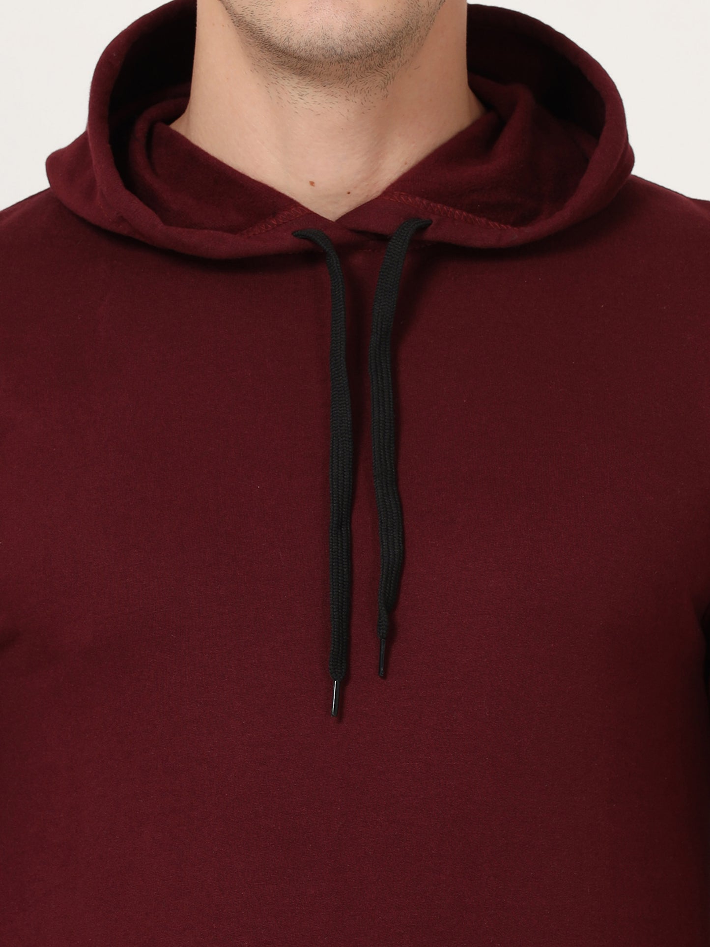 Men's Cotton Hooded Neck Plain Maroon Color Sweatshirt/Hoodies