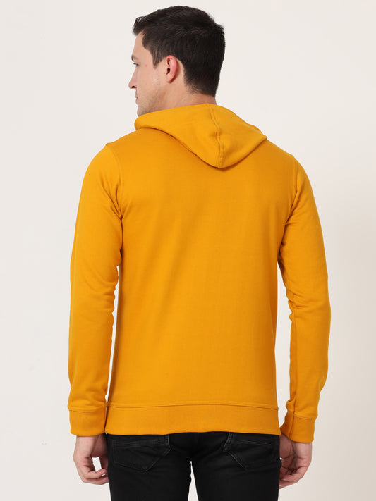 Men's Cotton Hooded Neck Plain Mustard Yellow Color Sweatshirt/Hoodies