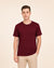 Fleximaa Men's Plain Round Neck Half Sleeve T-Shirt in Maroon - front view