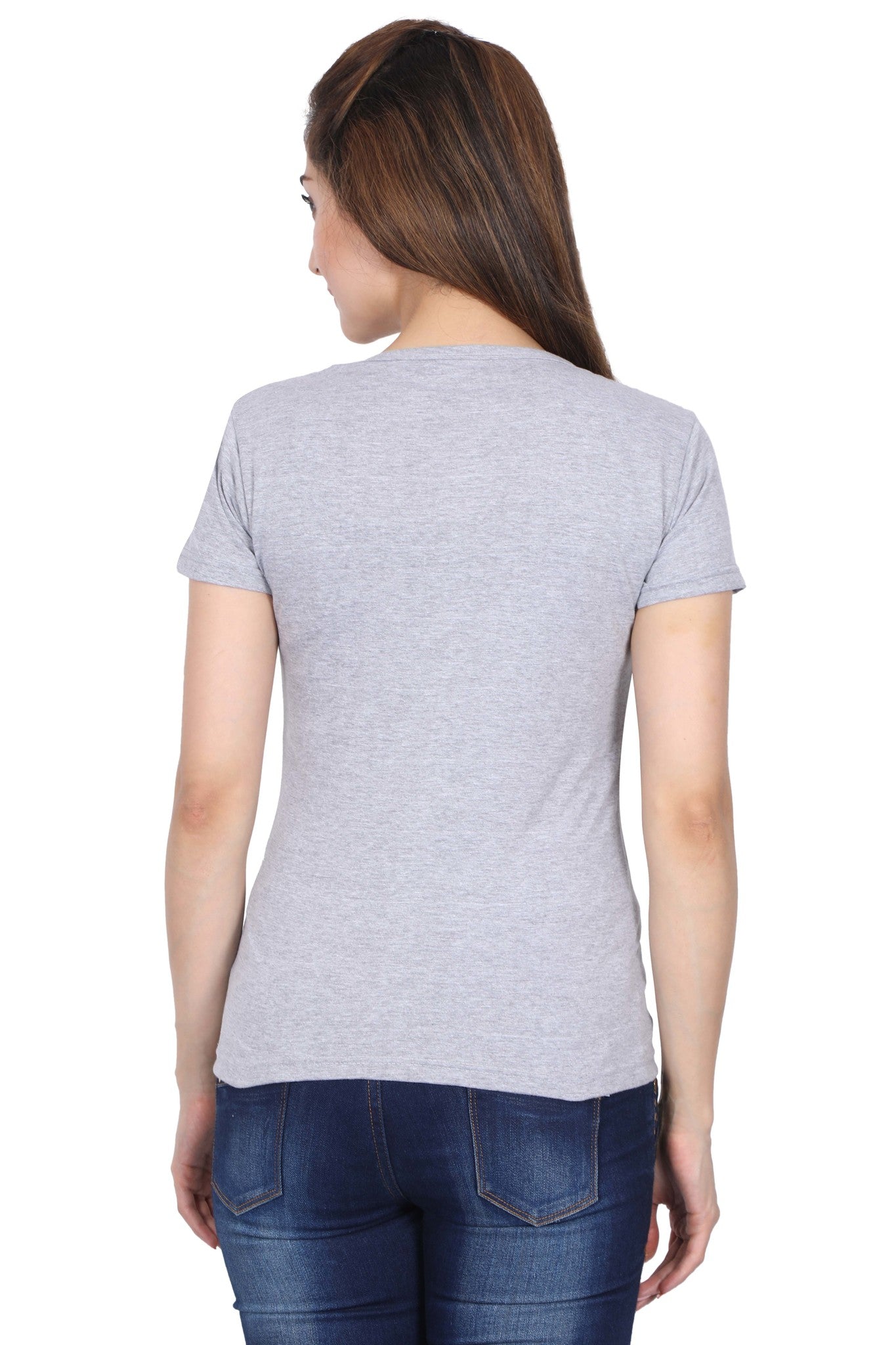 Women's Cotton Chest Printed Round Neck Half Sleeve T-Shirt
