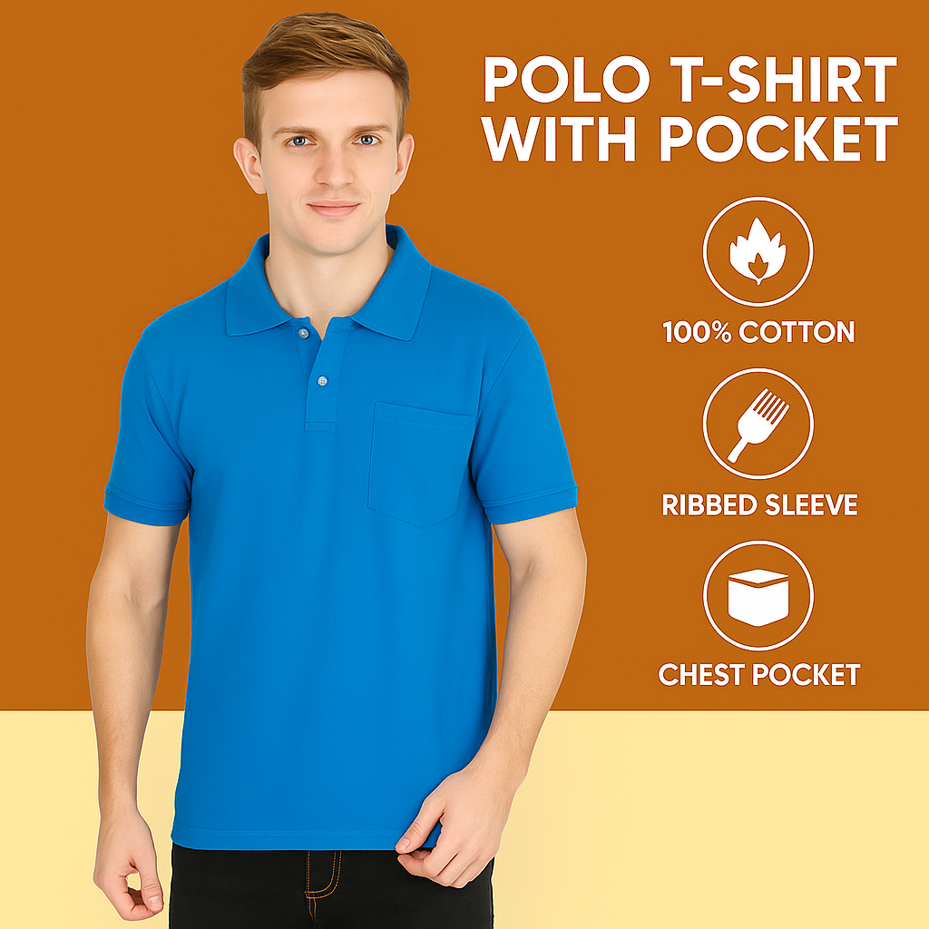 Men's Cotton Plain Polo Neck Half Sleeve T-Shirt