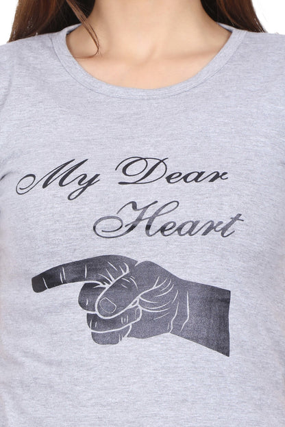 Women's Cotton Chest Printed Half Sleeve T-Shirt
