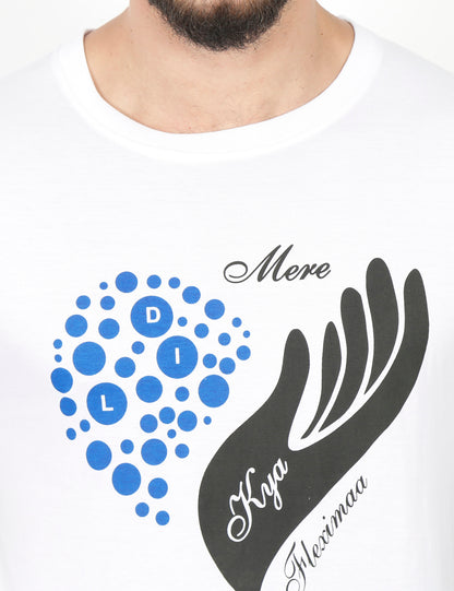 Men's Cotton Chest Printed Round Neck Half Sleeve T-Shirt
