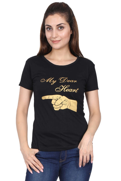 Women's Cotton Chest Printed Half Sleeve T-Shirt
