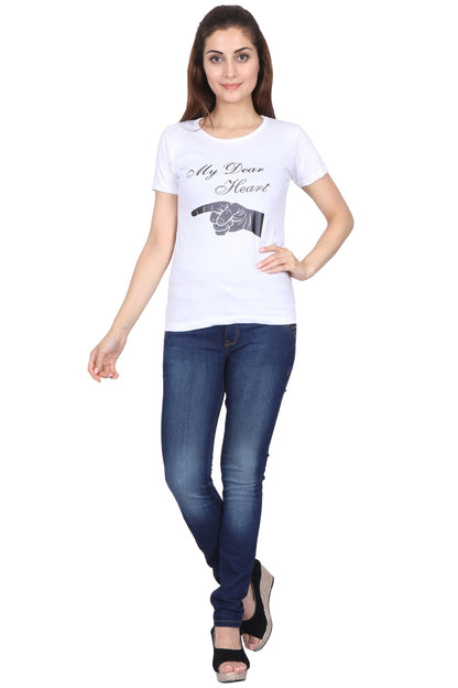 Women's Cotton Chest Printed Half Sleeve T-Shirt