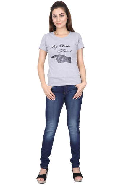 Women's Cotton Chest Printed Half Sleeve T-Shirt