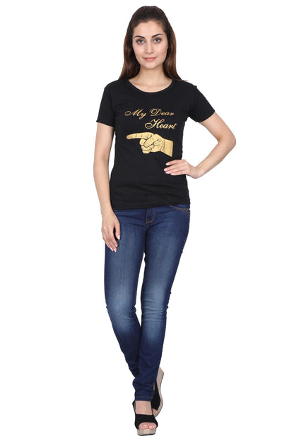 Women's Cotton Chest Printed Half Sleeve T-Shirt