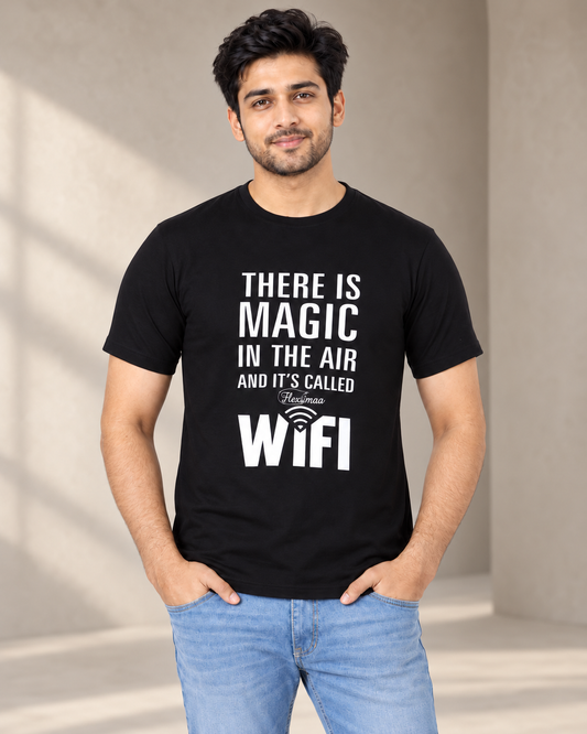 Men’s printed T-shirt — Black — front view