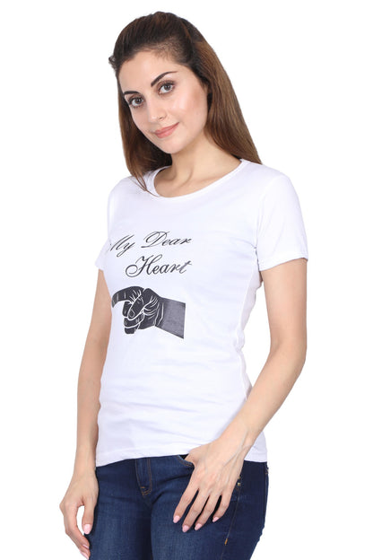 Women's Cotton Chest Printed Half Sleeve T-Shirt