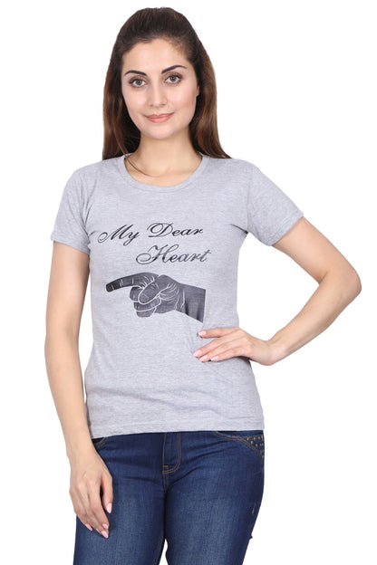 Women's Cotton Chest Printed Half Sleeve T-Shirt