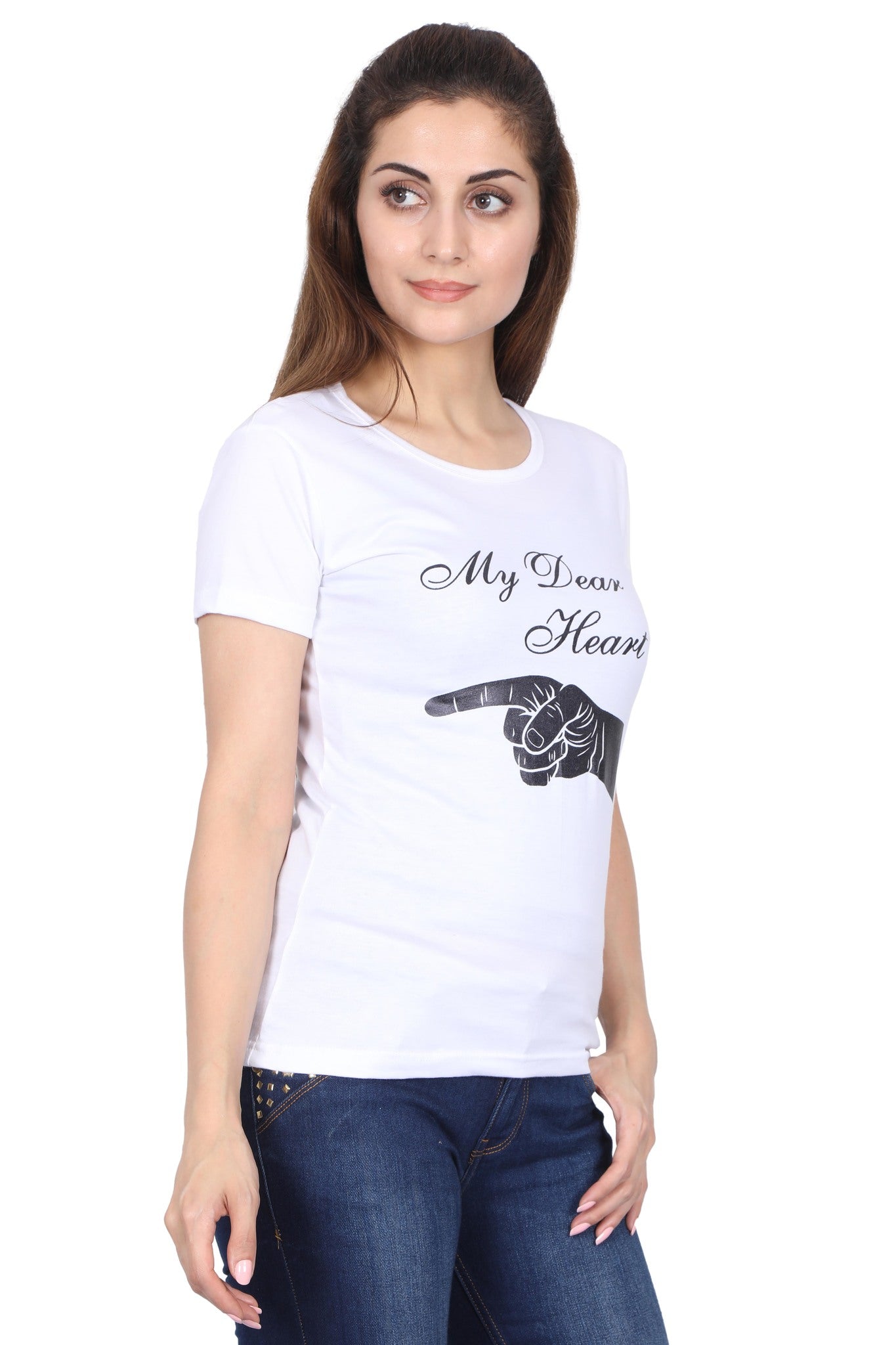Women's Cotton Chest Printed Half Sleeve T-Shirt