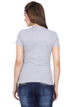 Women's Cotton Chest Printed Round Neck Half Sleeve T-Shirt
