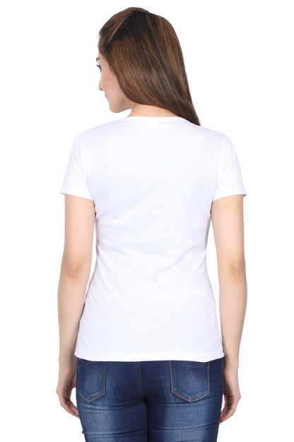 Women's Cotton Chest Printed Round Neck Half Sleeve T-Shirt