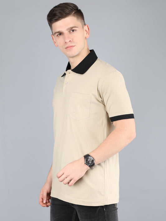 Men's Cotton Polo Neck Half Sleeve Opposite Collar Cuff T-Shirt - (Pack of 2)