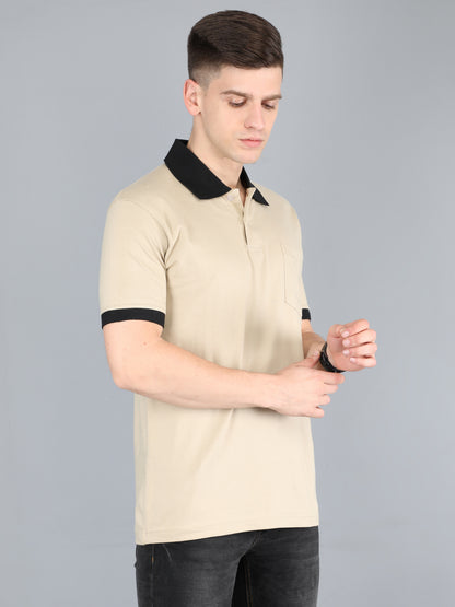 Men's Cotton Polo Neck Half Sleeve Opposite Collar Cuff T-Shirt - (Pack of 3)