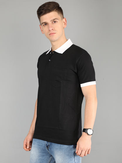 Men's Cotton Polo Neck Half Sleeve Opposite Collar Cuff T-Shirt - (Pack of 3)