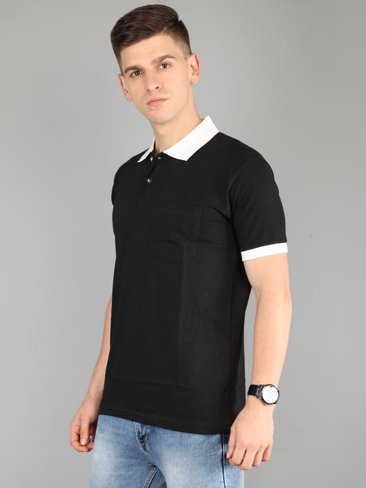 Men's Cotton Polo Neck Half Sleeve Opposite Collar Cuff T-Shirt - (Pack of 3)