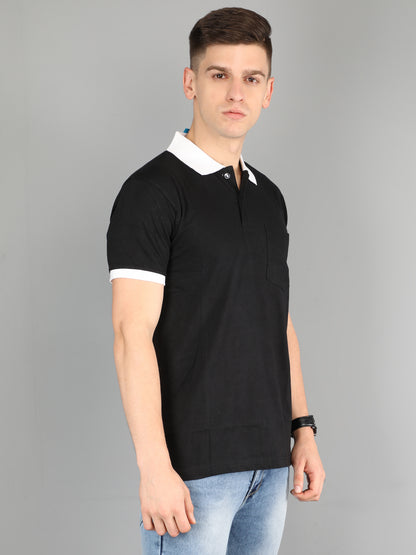 Men's Cotton Polo Neck Half Sleeve Opposite Collar Cuff T-Shirt - (Pack of 3)