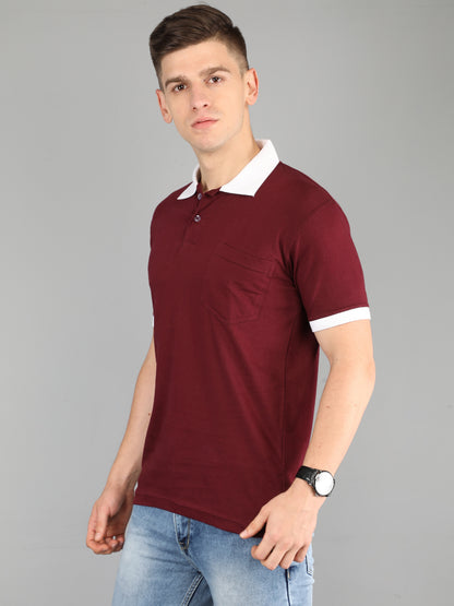 Men's Cotton Polo Neck Half Sleeve Opposite Collar Cuff T-Shirt - (Pack of 2)