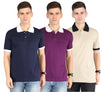 Men's Cotton Polo Neck Half Sleeve Opposite Collar Cuff T-Shirt - (Pack of 3)