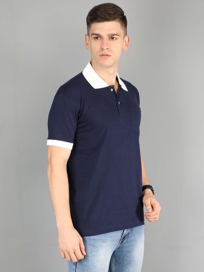 Men's Cotton Polo Neck Half Sleeve Opposite Collar Cuff T-Shirt - (Pack of 3)