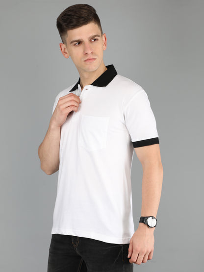 Men's Cotton Polo Neck Half Sleeve Opposite Collar Cuff T-Shirt - (Pack of 2)