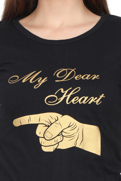 Women's Cotton Chest Printed Half Sleeve T-Shirt