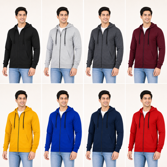 Men's Plain Full Sleeve Hoodie – Build Your Pack (2, 4, 5 Pieces)