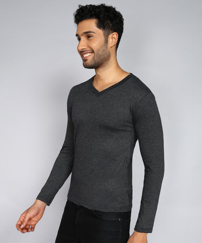 Men's Cotton Plain V Neck Full Sleeve T-Shirt ( Pack of 2)
