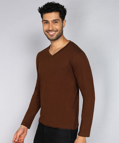 Men's Cotton Plain V Neck Full Sleeve T-Shirt ( Pack of 2)