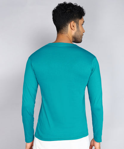 Men's Cotton Plain V Neck Full Sleeve Shade Green Color T-Shirt - image 2