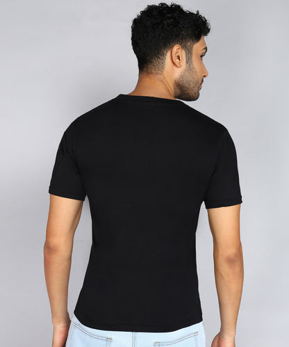 Men's Cotton Plain V Neck Half Sleeve Black Color T-Shirt - image 2