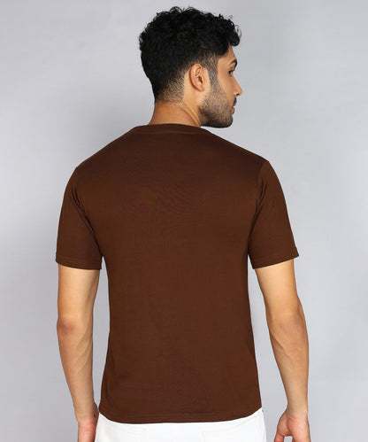 Men's Cotton Plain V Neck Half Sleeve Coffee Brown Color T-Shirt - image 2