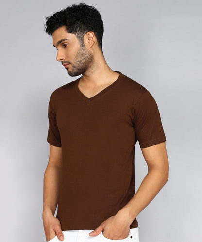 Men's Cotton Plain V Neck Half Sleeve T-Shirt ( Pack of 2)