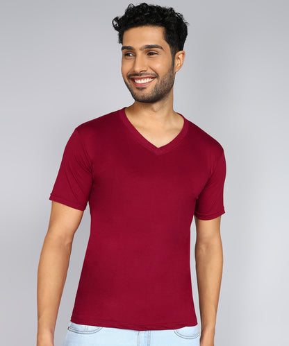 Men's Cotton Plain V Neck Half Sleeve T-Shirt ( Pack of 2)