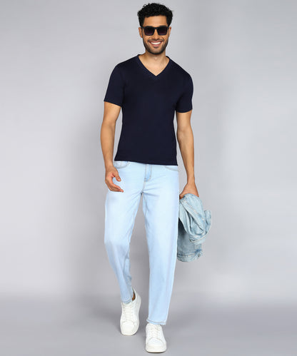 Men's Cotton Plain V Neck Half Sleeve T-Shirt ( Pack of 2)