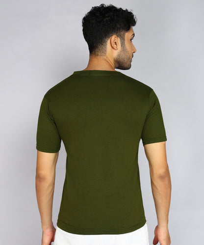 Men's Cotton Plain V Neck Half Sleeve Olive Green Color T-Shirt - image 2
