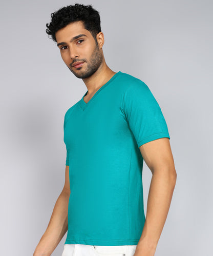 Men's Cotton Plain V Neck Half Sleeve T-Shirt ( Pack of 2)
