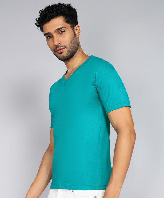 Men's Cotton Plain V Neck Half Sleeve T-Shirt ( Pack of 2)