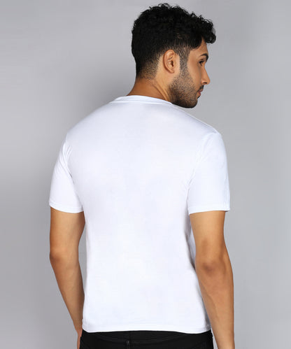 Men's Cotton Plain V Neck Half Sleeve White Color T-Shirt - image 2