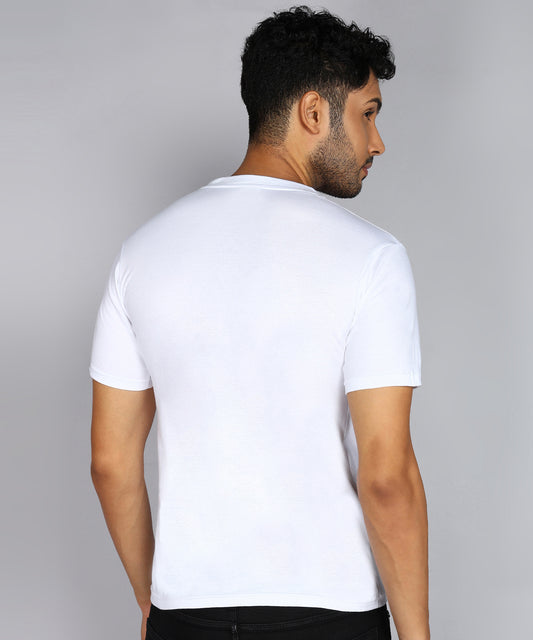 Men's Cotton Plain V Neck Half Sleeve White Color T-Shirt - image 2