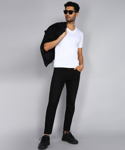 Men's Cotton Plain V Neck Half Sleeve White Color T-Shirt - image 4