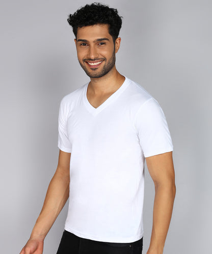 Men's Cotton Plain V Neck Half Sleeve T-Shirt ( Pack of 2)