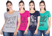 Women's Cotton Round Neck Printed Half Sleeve T-Shirt - ( Pack of 4)