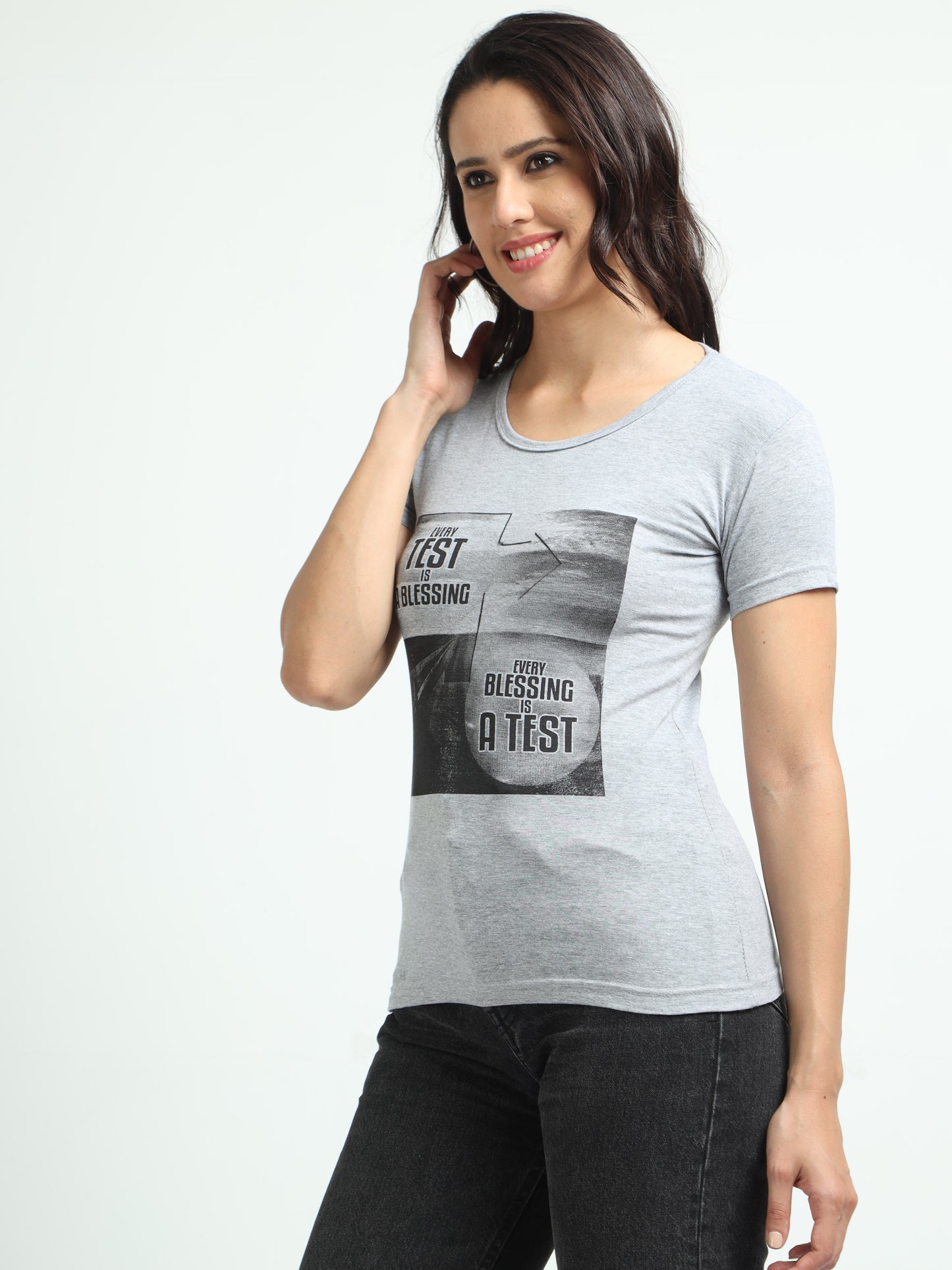 Women's Cotton Round Neck Typography Printed Half Sleeve T-Shirt