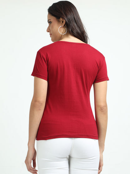 Women's Cotton Round Neck Typography Printed Half Sleeve T-Shirt